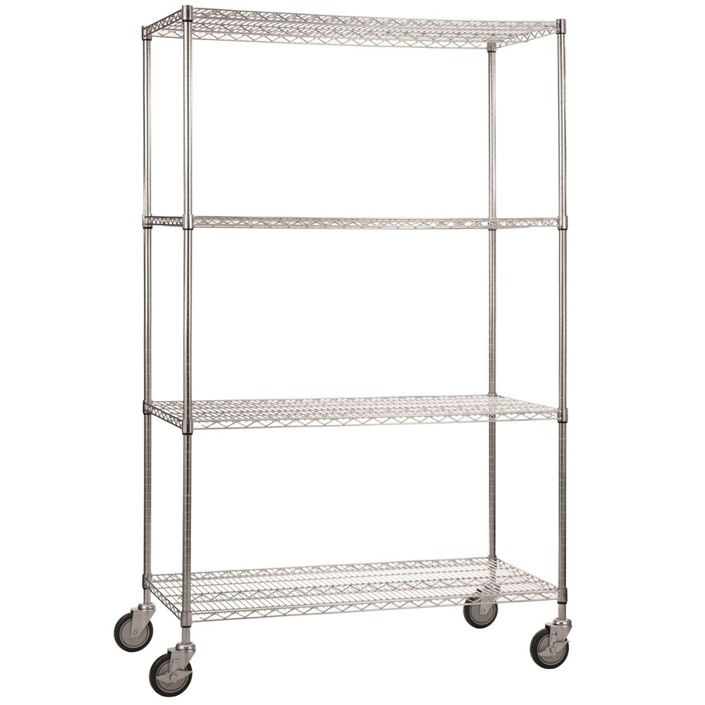 R&B Wire Rolling Wire Shelving Cart 24 x 48 x 78 With Wire Shelves